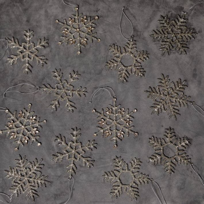 King of Christmas Accessories Beaded Snowflake Ornaments (12 Pack) DBVN141