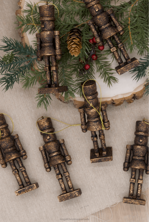 King of Christmas Accessories Bronze Nutcracker Glass Ornament Set (6 Pack) DBVN119