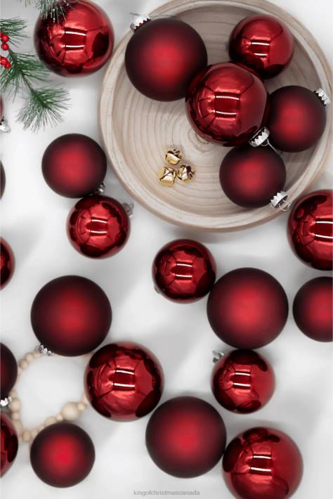 King of Christmas Accessories Burgundy Essential Glass Ornaments (24 Pack) DBVN135