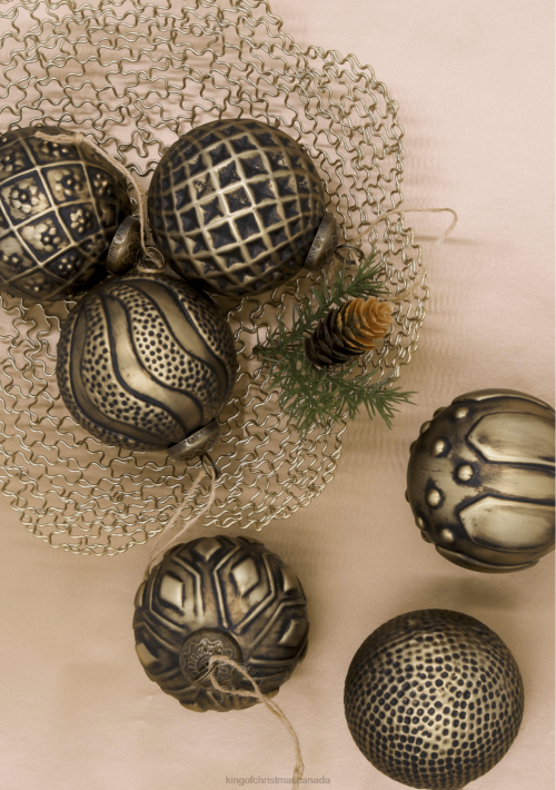 King of Christmas Accessories Distressed Bronze Glass Ornament Set (6 Pack) DBVN133