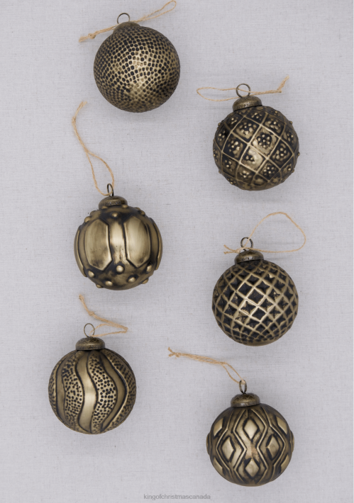 King of Christmas Accessories Distressed Bronze Glass Ornament Set (6 Pack) DBVN133