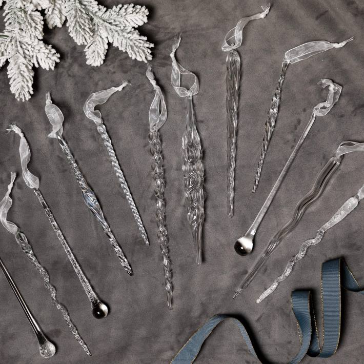 King of Christmas Accessories Glass Icicle Ornaments (12 Pack) DBVN144