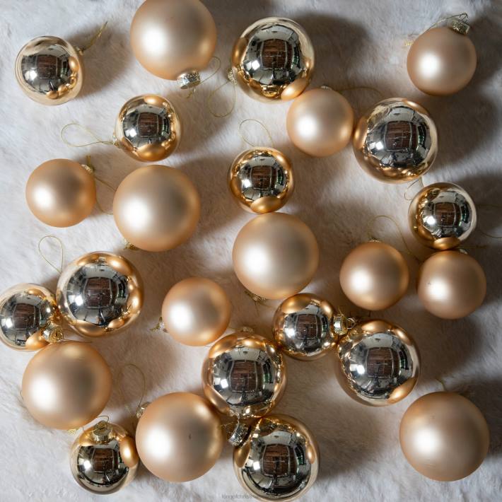 King of Christmas Accessories Gold Essential Glass Ornaments (24 Pack) DBVN118