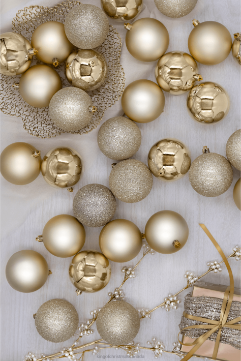 King of Christmas Accessories Gold Metallic Shatterproof Ornaments (48 Pack) DBVN116