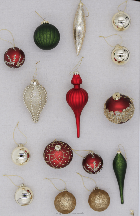 King of Christmas Accessories Mistletoe 15-Piece Glass Ornament Set (Red-Green) DBVN126
