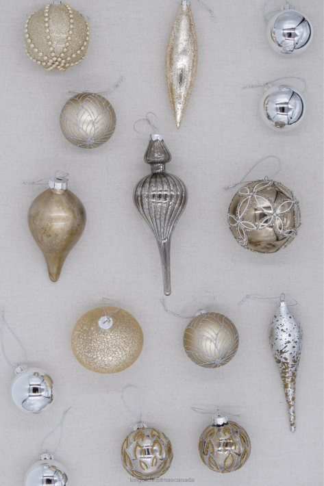 King of Christmas Accessories Mixed Metals 15-Piece Glass Ornament Set (Silver-Gold) DBVN117