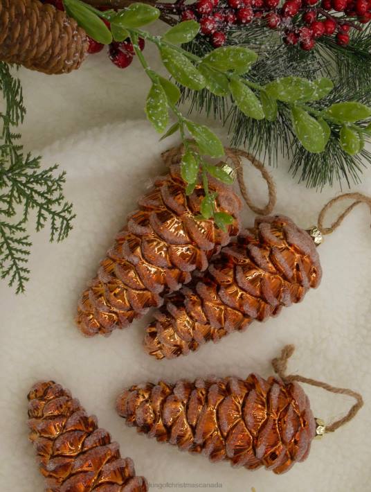 King of Christmas Accessories Pinecone Glass Ornament (4 Pack) DBVN148