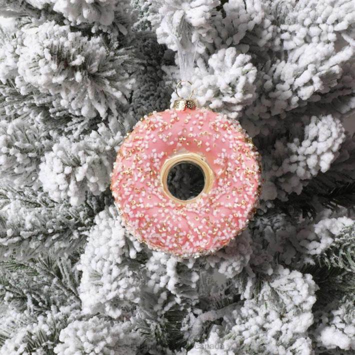 King of Christmas Accessories Pink Sprinkled Donut Glass Ornament (4 Pack) DBVN150