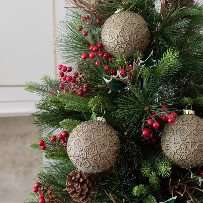 King of Christmas Accessories Rustic Green Glass Ornament (4 Pack) DBVN136