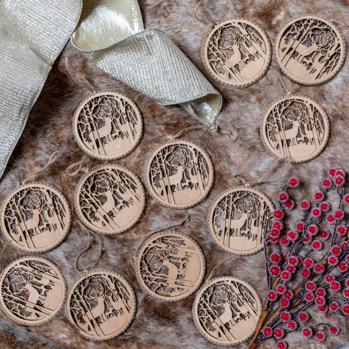 King of Christmas Accessories Rustic Reindeer Ornaments (12 Pack) DBVN134