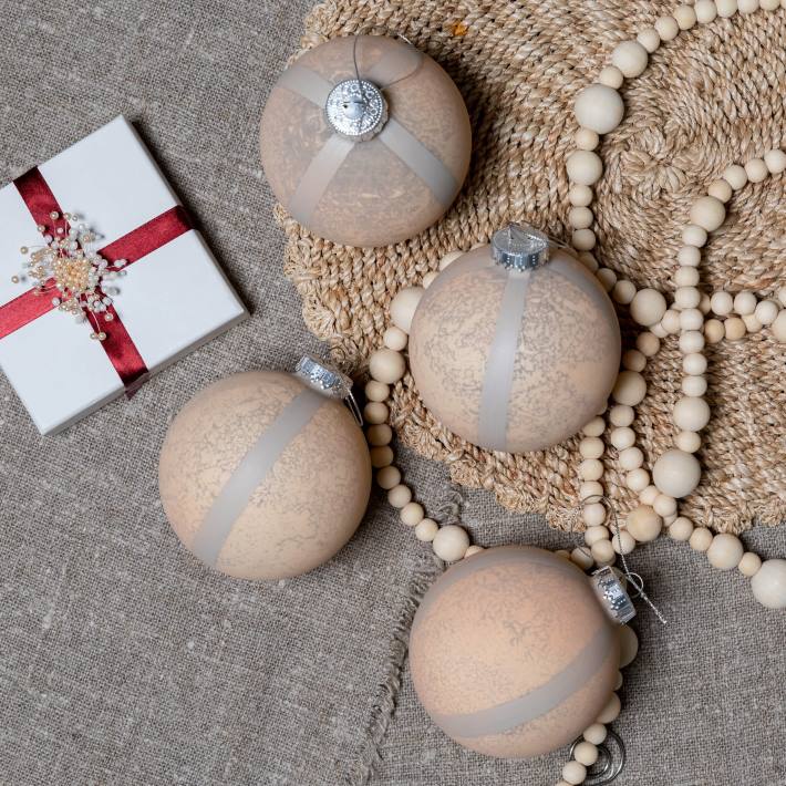 King of Christmas Accessories Rustic Stripe Glass Ornament (4 Pack) DBVN143