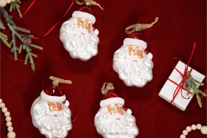 King of Christmas Accessories Santa Glass Ornament (4 Pack) DBVN147