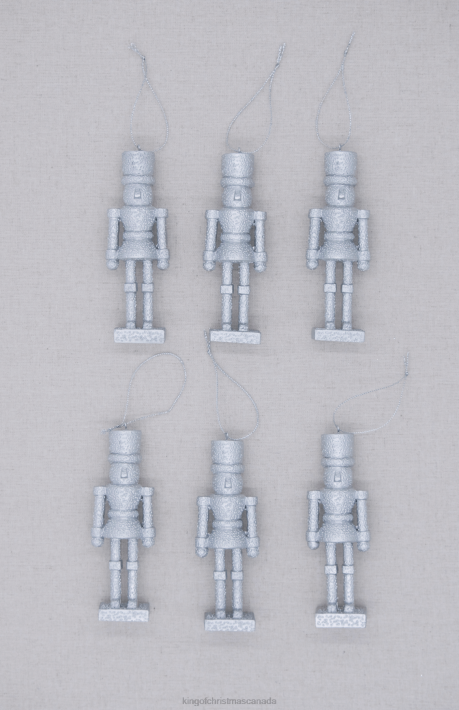 King of Christmas Accessories Silver Nutcracker Glass Ornament Set (6 Pack) DBVN124