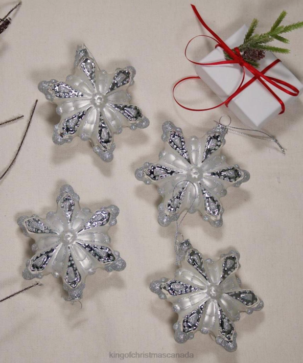 King of Christmas Accessories Snowflake Glass Ornament (4 Pack) DBVN146