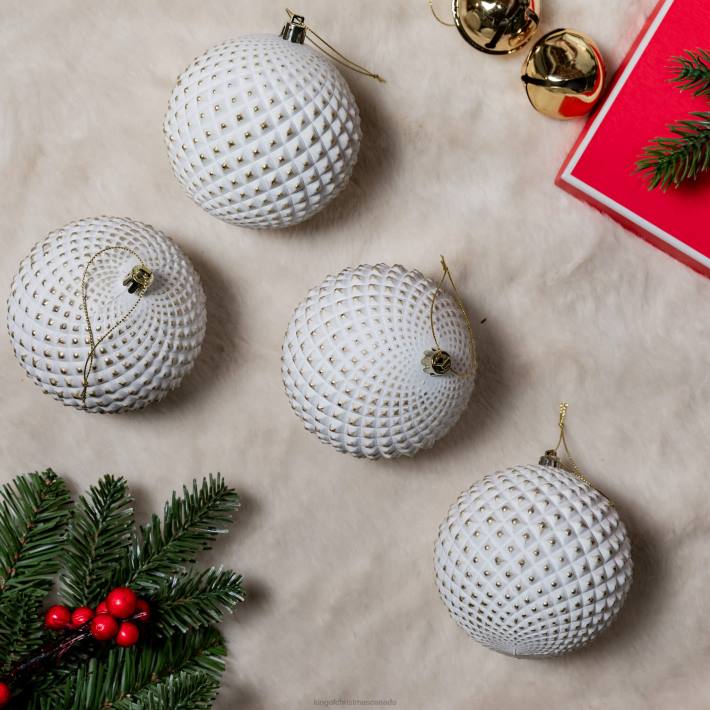 King of Christmas Accessories White Diamond Glass Ornament (4 Pack) DBVN140