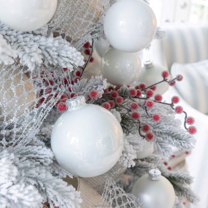 King of Christmas Accessories White Essential Glass Ornaments (24 Pack) DBVN115