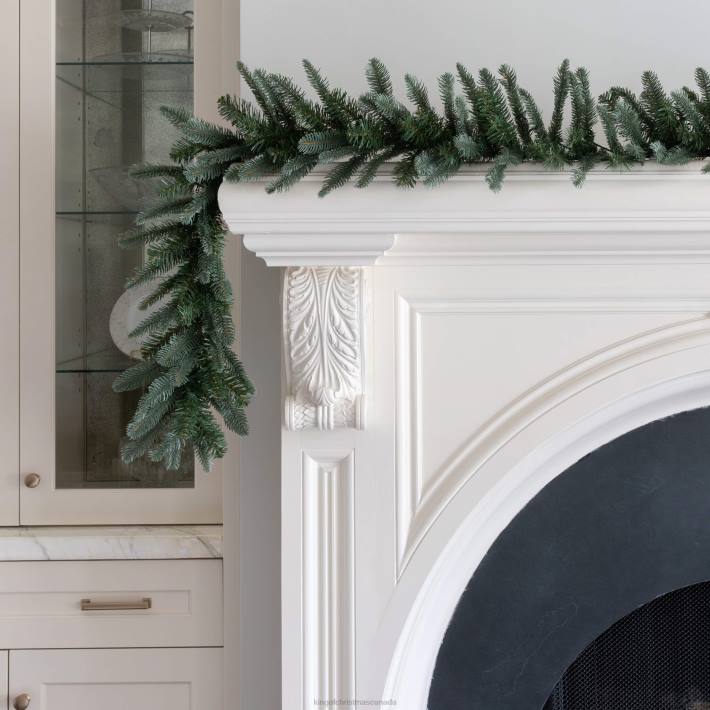 King of Christmas Accessories 9' x 12" Noble Fir Garland with Warm White LED Lights (Battery Operated) DBVN92