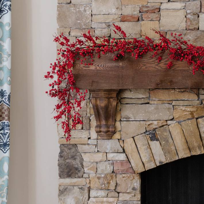 King of Christmas Accessories 6' X 12" Red Berry Garland Unlit DBVN82