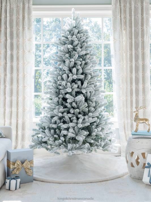 King of Christmas Accessories 7.5' Flock Artificial Christmas Tree with 800 Warm White LED Lights DBVN8