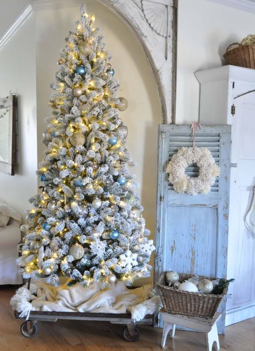 King of Christmas Accessories 7.5' Flock Slim Christmas Tree Warm White Led Lights DBVN35