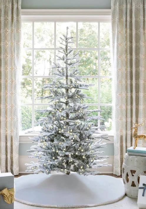 King of Christmas Accessories 7' Noble Flock Artificial Christmas Tree with 500 Warm White LED Lights DBVN22