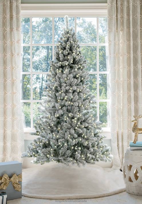 King of Christmas Accessories 7' Prince Flock Artificial Christmas Tree with 400 Warm White LED Lights DBVN3