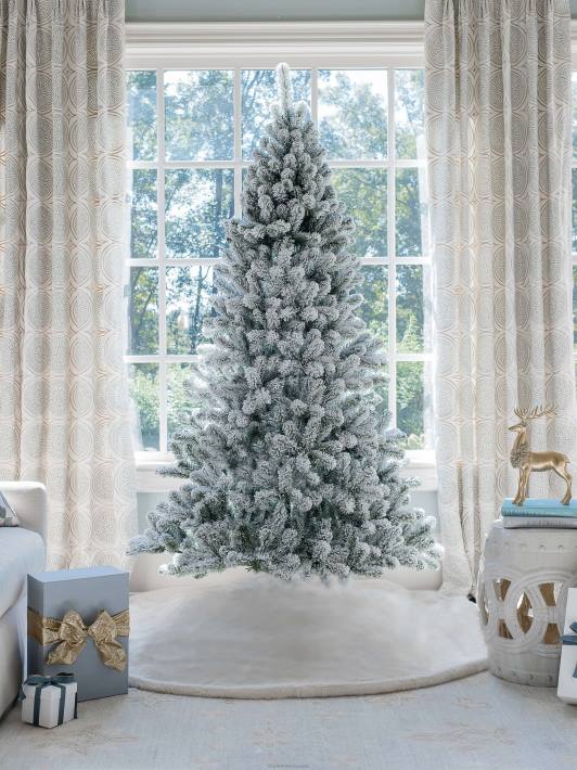 King of Christmas Accessories 7' Prince Flock Tree 400 Warm White Led Lights DBVN29