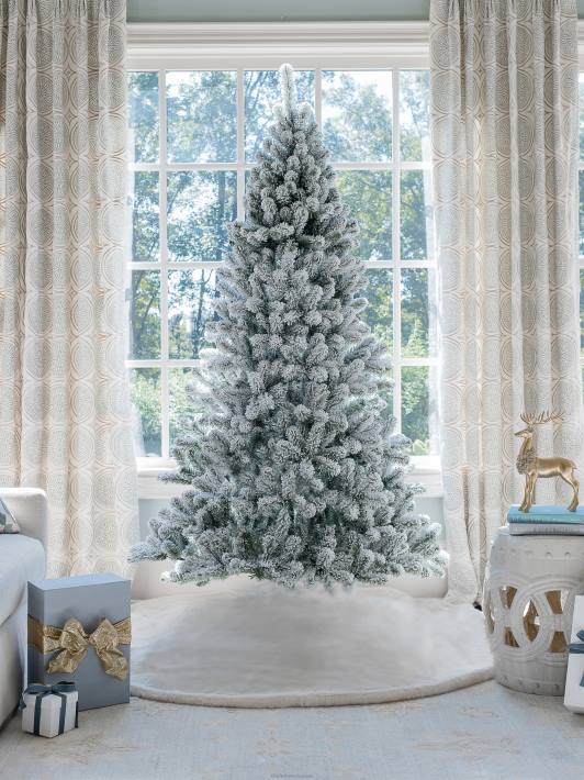 King of Christmas Accessories 8' Prince Flock Tree With 550 Warm White Led Lights DBVN38