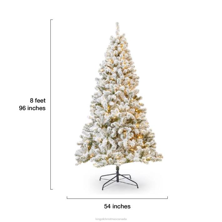 King of Christmas Accessories 8' Prince Flock Tree With 550 Warm White Led Lights DBVN38