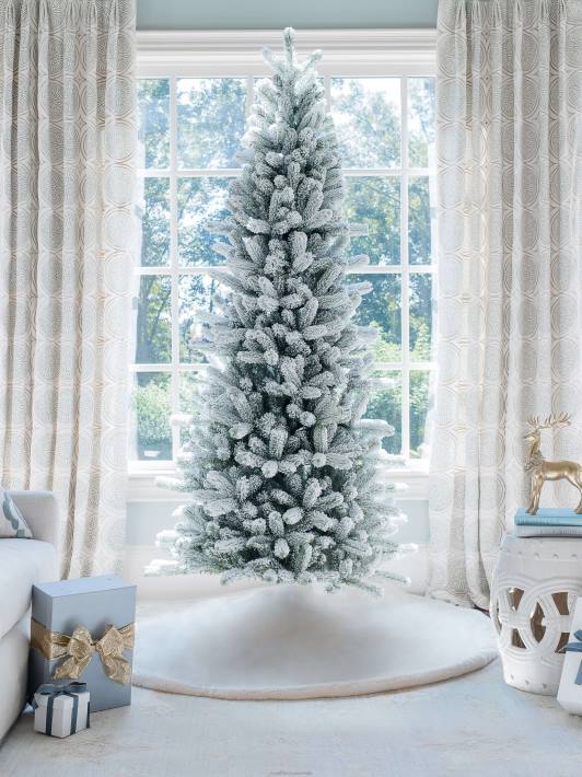 King of Christmas Accessories 6.5' Flock Slim Artificial Christmas Tree Unlit DBVN18