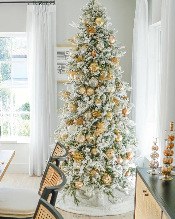 King of Christmas Accessories 7.5' Queen Flock Slim Artificial Christmas Tree Unlit DBVN14