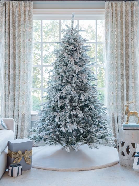 King of Christmas Accessories 8' Queen Flock Artificial Christmas Tree Unlit DBVN46
