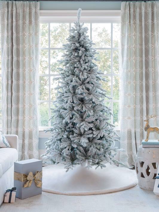 King of Christmas Accessories 8' Queen Flock Slim Artificial Christmas Tree Unlit DBVN19