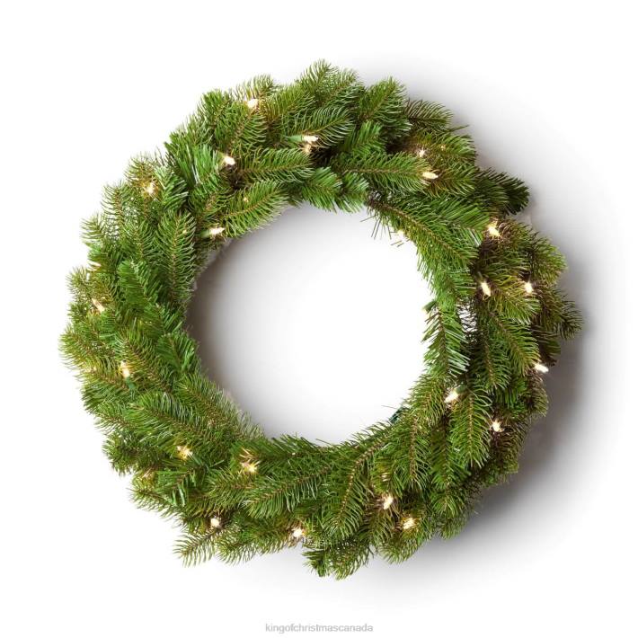 King of Christmas Accessories 24" Douglas Fir Wreath with Warm White LED Lights (Battery Operated) DBVN61