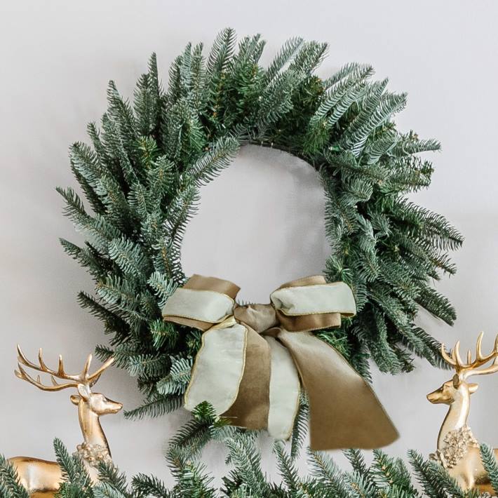 King of Christmas Accessories 24" Noble Fir Wreath with Warm White LED Lights (Battery Operated) DBVN57